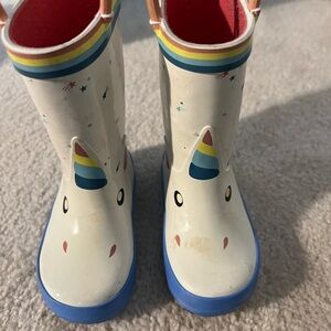 Cat & Jack Unicorn Kids Boots - Cream and Blue